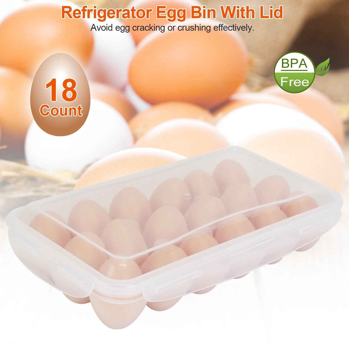 Stackable 18-Egg Refrigerator Storage Holder (2-Pack)