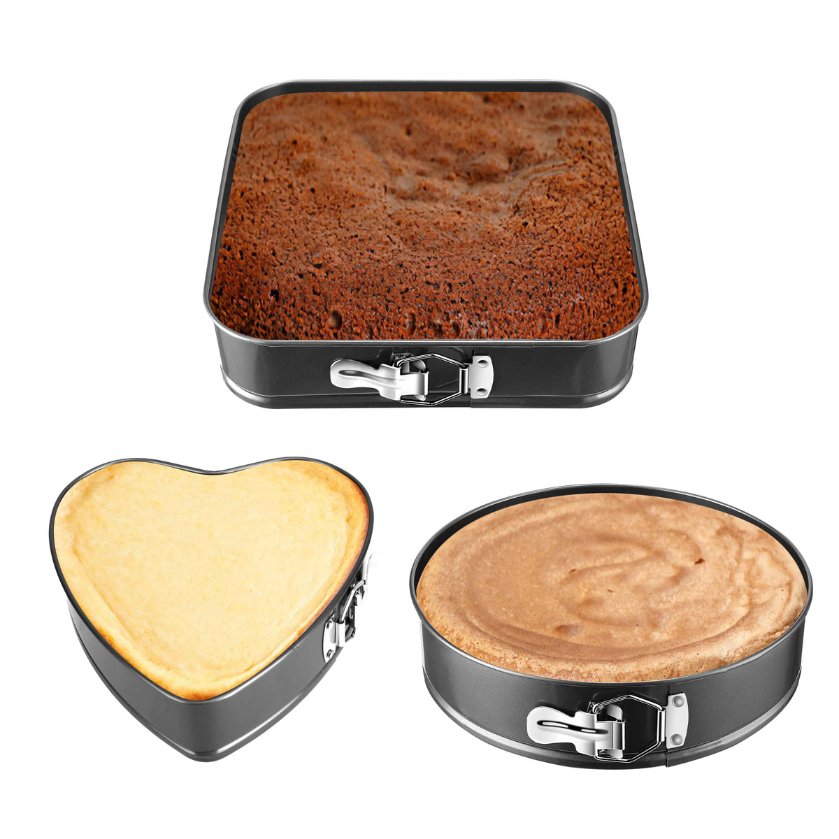 3-Piece Nonstick Springform Cake Pan Set