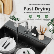 Instant-Dry Diatomaceous Earth Stone Sink Tray & Soap - Close-up material and construction