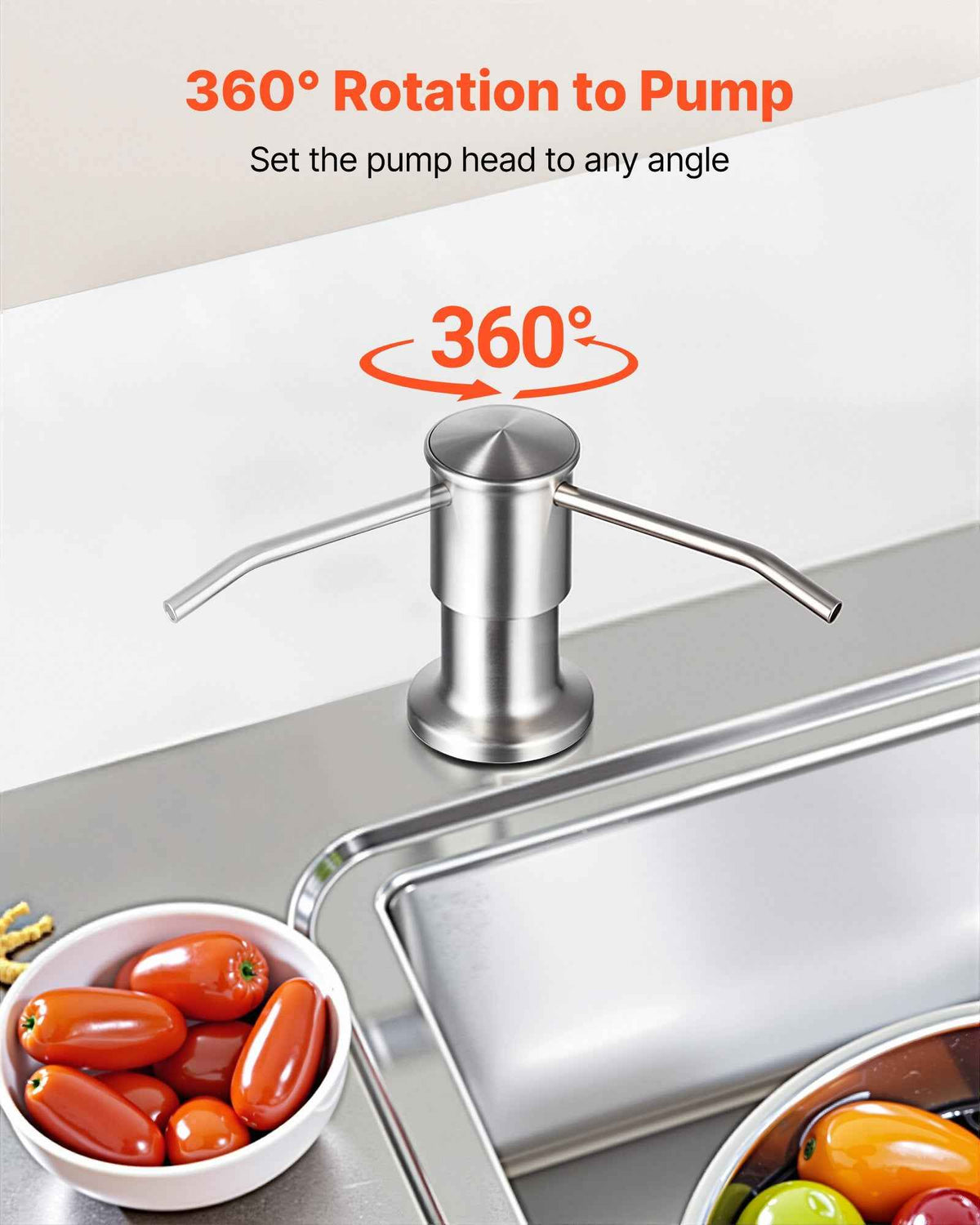 Built-In Kitchen Sink Soap Dispenser Pump with Stainless Steel Head