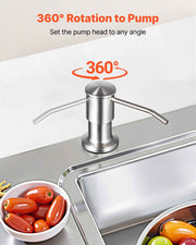 Built-In Kitchen Sink Soap Dispenser Pump with Stainless Steel Head