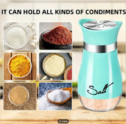 4 oz Salt & Pepper Shaker Set with Adjustable Pour - Multi-angle profile view