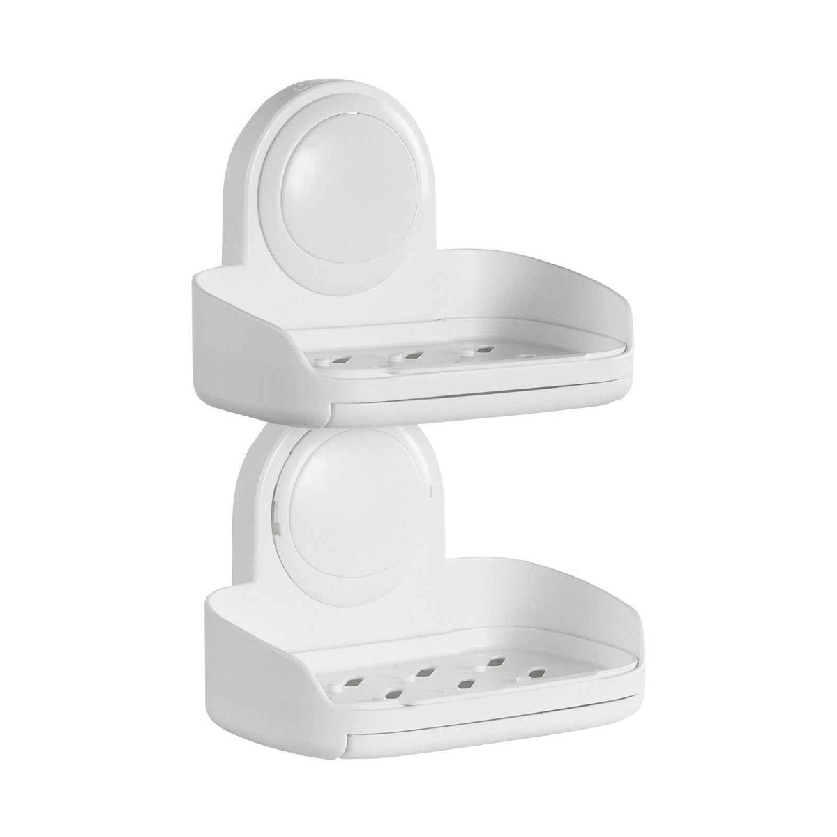 Suction Cup Soap Dish with Double-Layer Drain Tray for Shower
