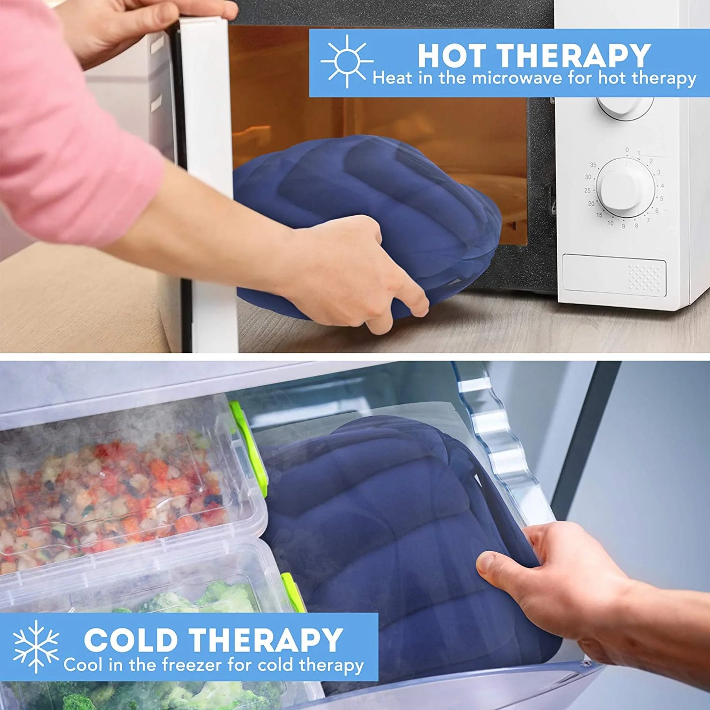 | Hot & Cold Wrap for Neck & Shoulders | Microwave Activated | Weighted Muscle Therapy | Flax Seed Fill | Blue