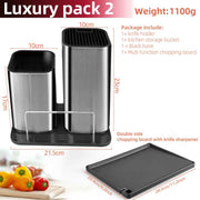 Drainable Knife Block & Chopping Board Countertop Drying Stand