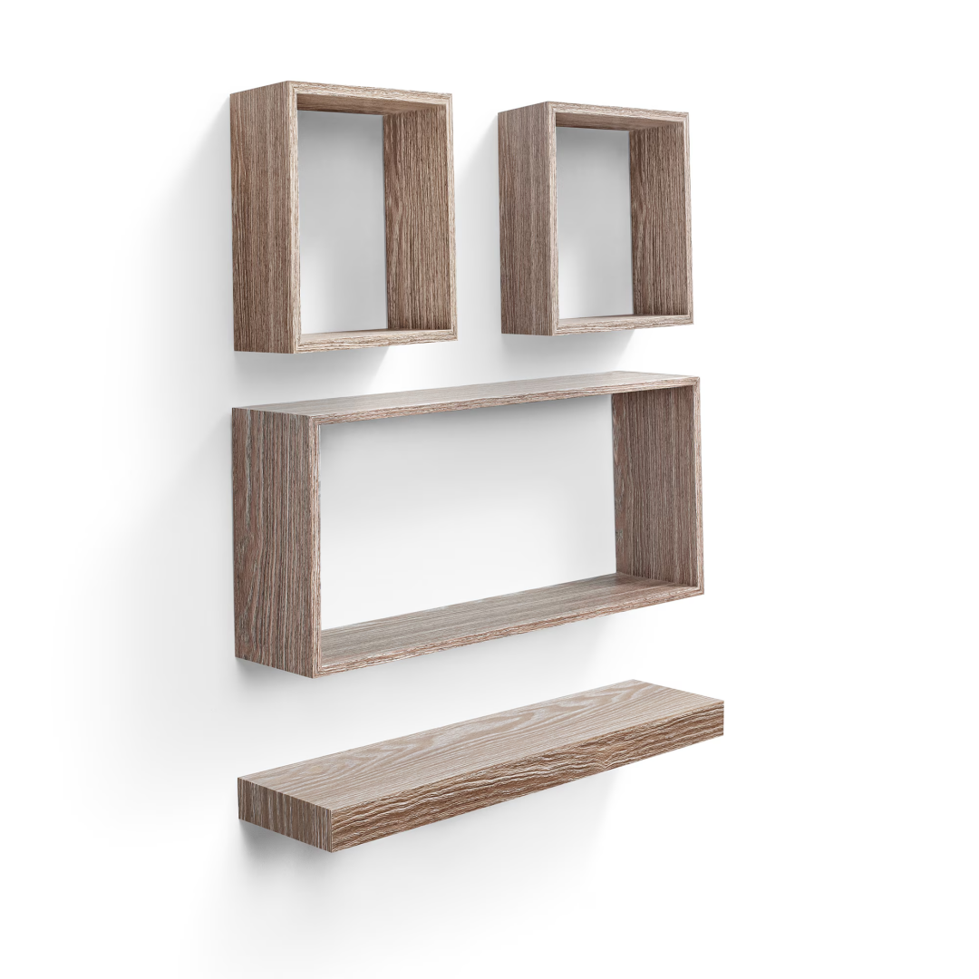 17.7-Inch Wall-Mounted Floating Wood Shelf