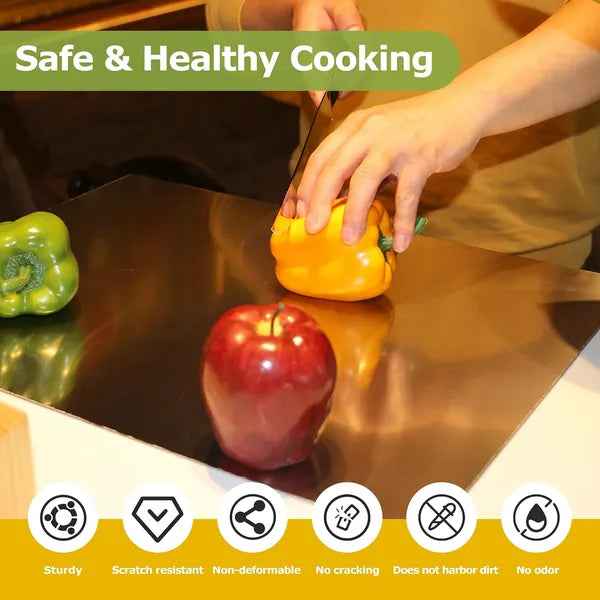 Stainless Steel Kitchen Countertop Cutting Board with Lip