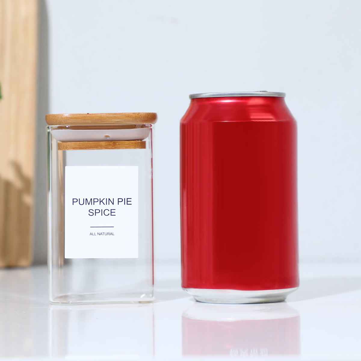 12-Piece Square Glass Spice Jars with Labels & Chalkboard Stickers