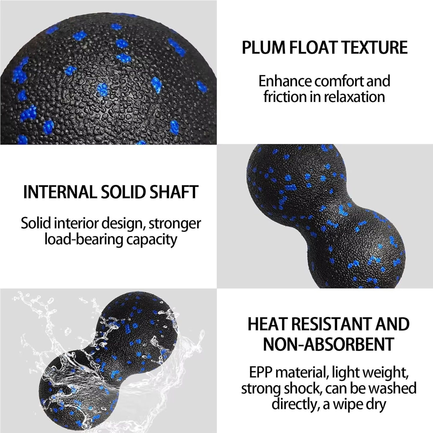 Peanut Fitness Massage Ball Set Yoga Roller Double Lacrosse Mobility Ball for Myofascial Physical Therapy Deep Tissue Massage