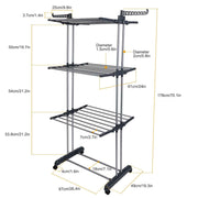 3-Tier Rolling Collapsible Clothes Drying Rack