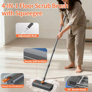 Long-Handle 3-in-1 Floor Scrub Brush with Squeegee - Multi-angle profile view