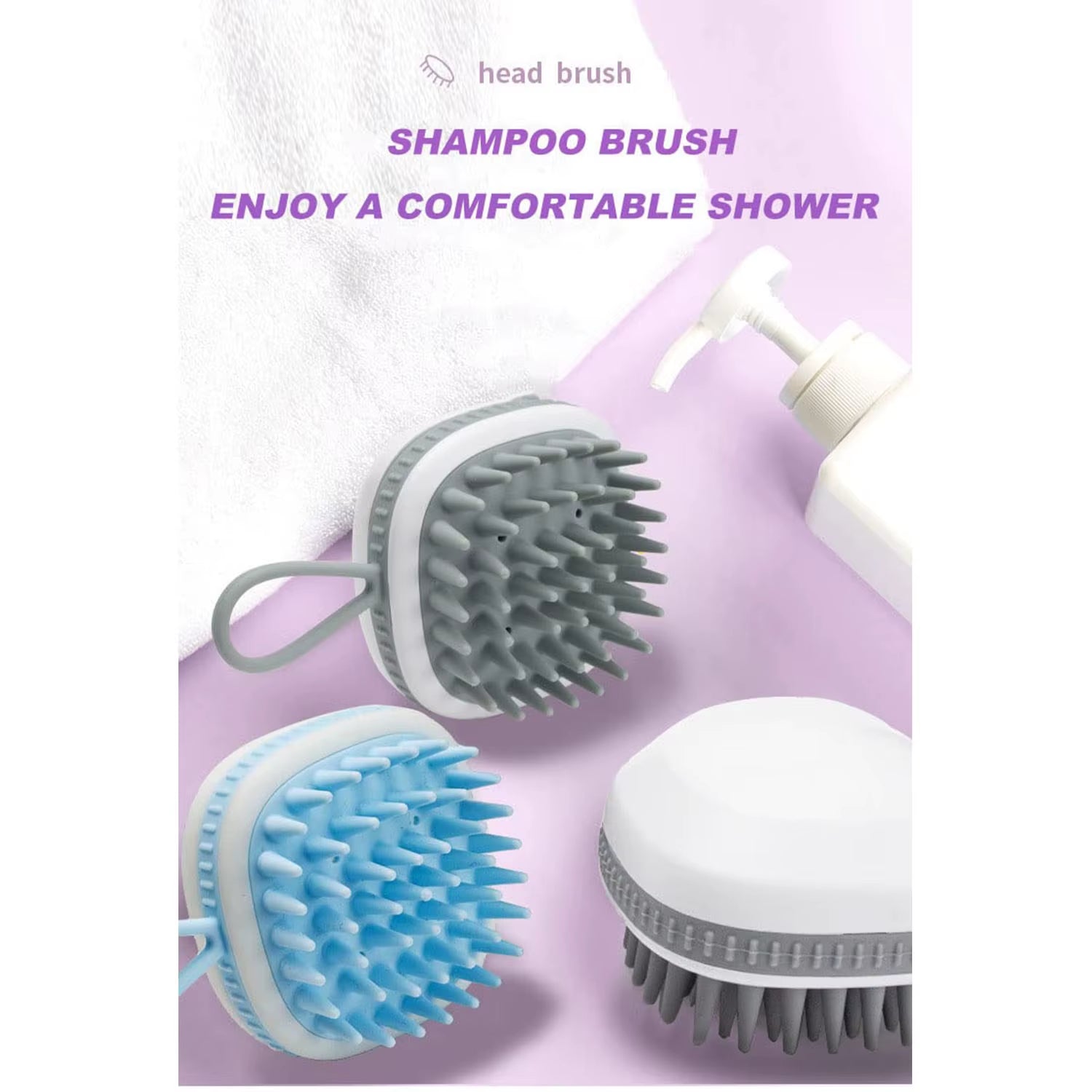 Hair Shampoo Brush with Soft Silicone,Scalp Massager Brush Head,Dandruff Removal,Waterproof Shower Scalp Scrubber