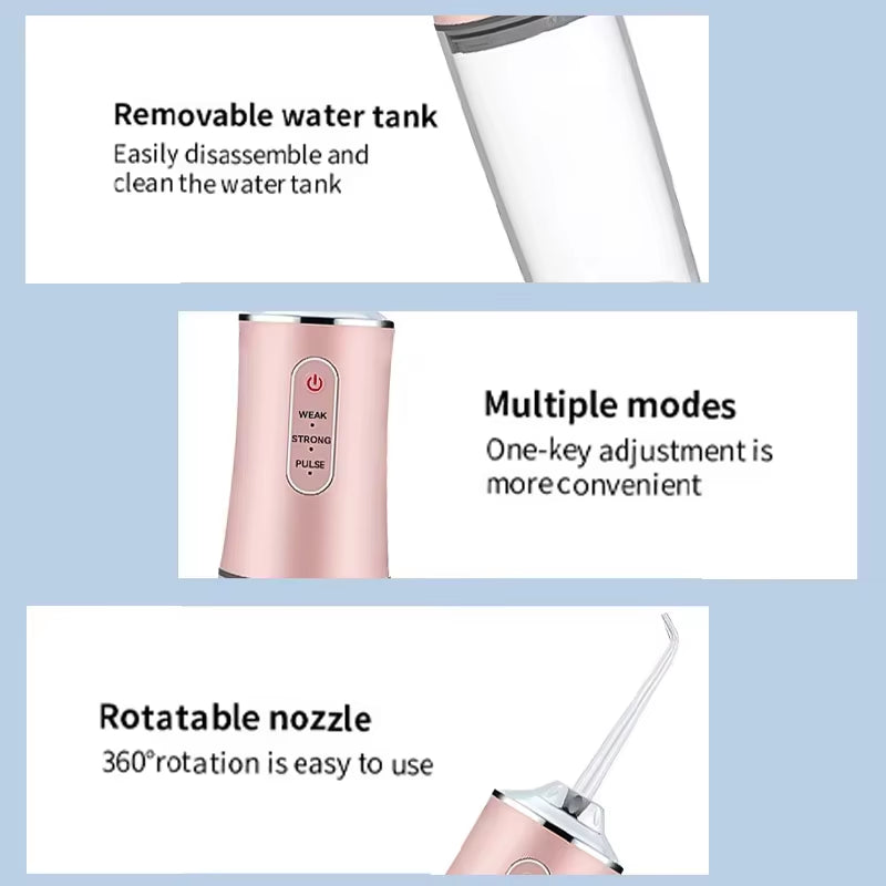 2025 Portable Water Flosser Oral Irrigator - Cordless IPX7 Waterproof Dental Jet Teeth Cleaner W/ 4 Tips, USB Rechargeable