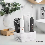 Countertop Toothbrush and Toothpaste Organizer for Electric Brushes