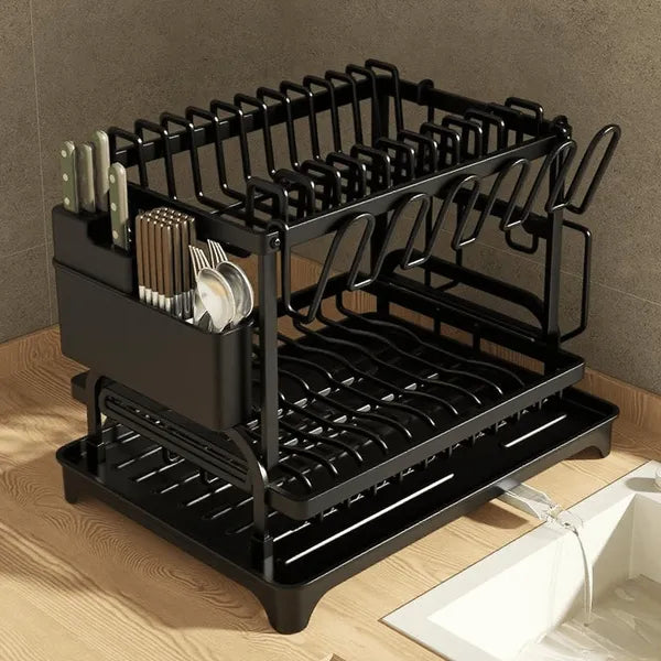 Large 2-Tier Dish Drying Rack with Drain Board - Main product view