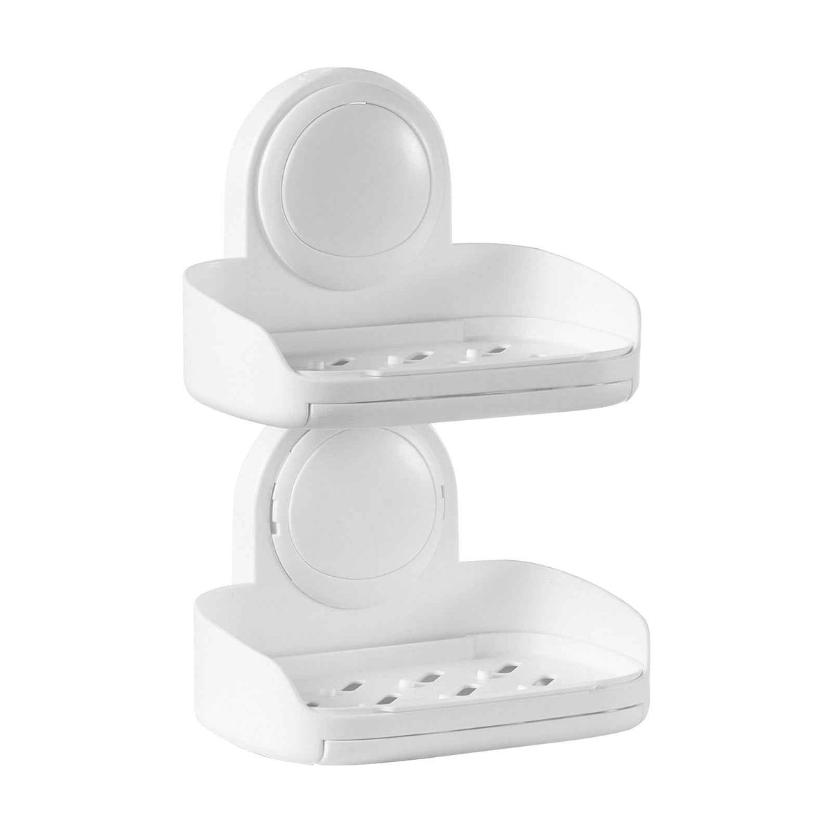 Suction Cup Soap Dish with Double-Layer Drain Tray for Shower
