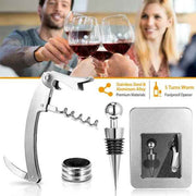 3-Piece Wine Opener Set with Corkscrew, Foil Cutter & Drip Collar