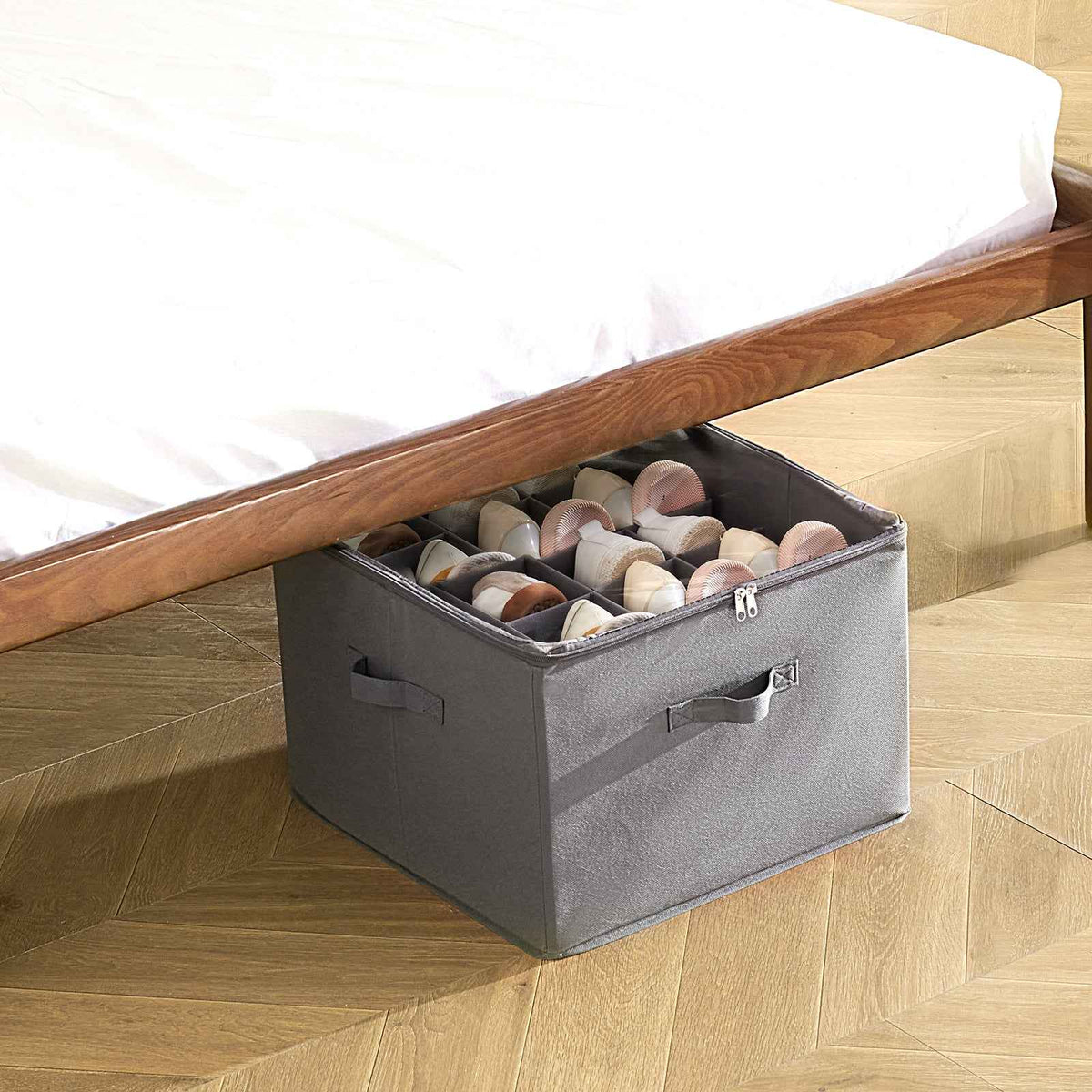 Under-Bed 16-Compartment Shoe Storage Organizer with Clear Cover
