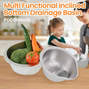 Stainless Slanted-Bottom Drain Bowl for Pasta, Rice, and Produce