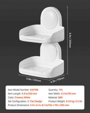 Suction Cup Soap Dish with Double-Layer Drain Tray for Shower