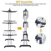 3-Tier Rolling Collapsible Clothes Drying Rack