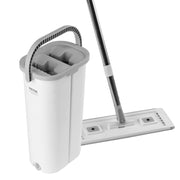 Flat Mop and Bucket Wringer Set with 3 Microfiber Pads