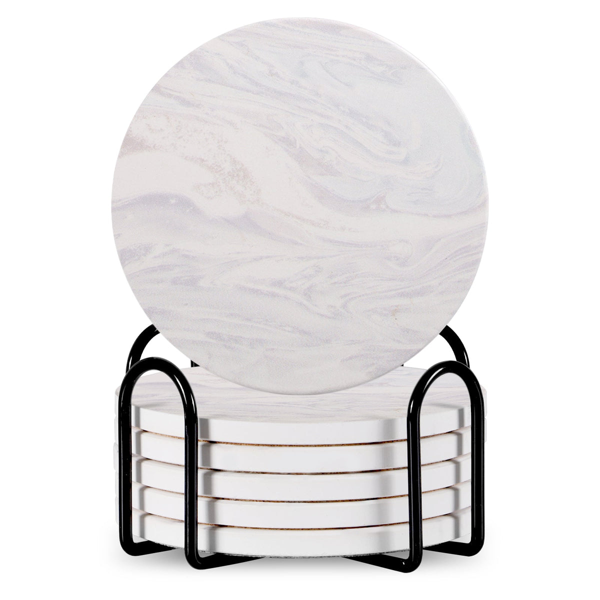 6-Piece Ceramic Coaster Set with Stand