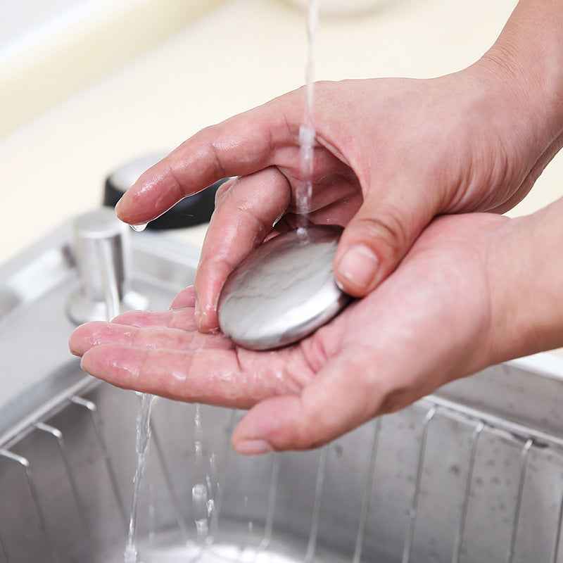 Oval Stainless Steel Fat Round Metal Odor Removal Soap Deodorant Large Soap
