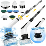9-in-1 cordless electric spin scrubber with interchangeable cleaning brush heads
