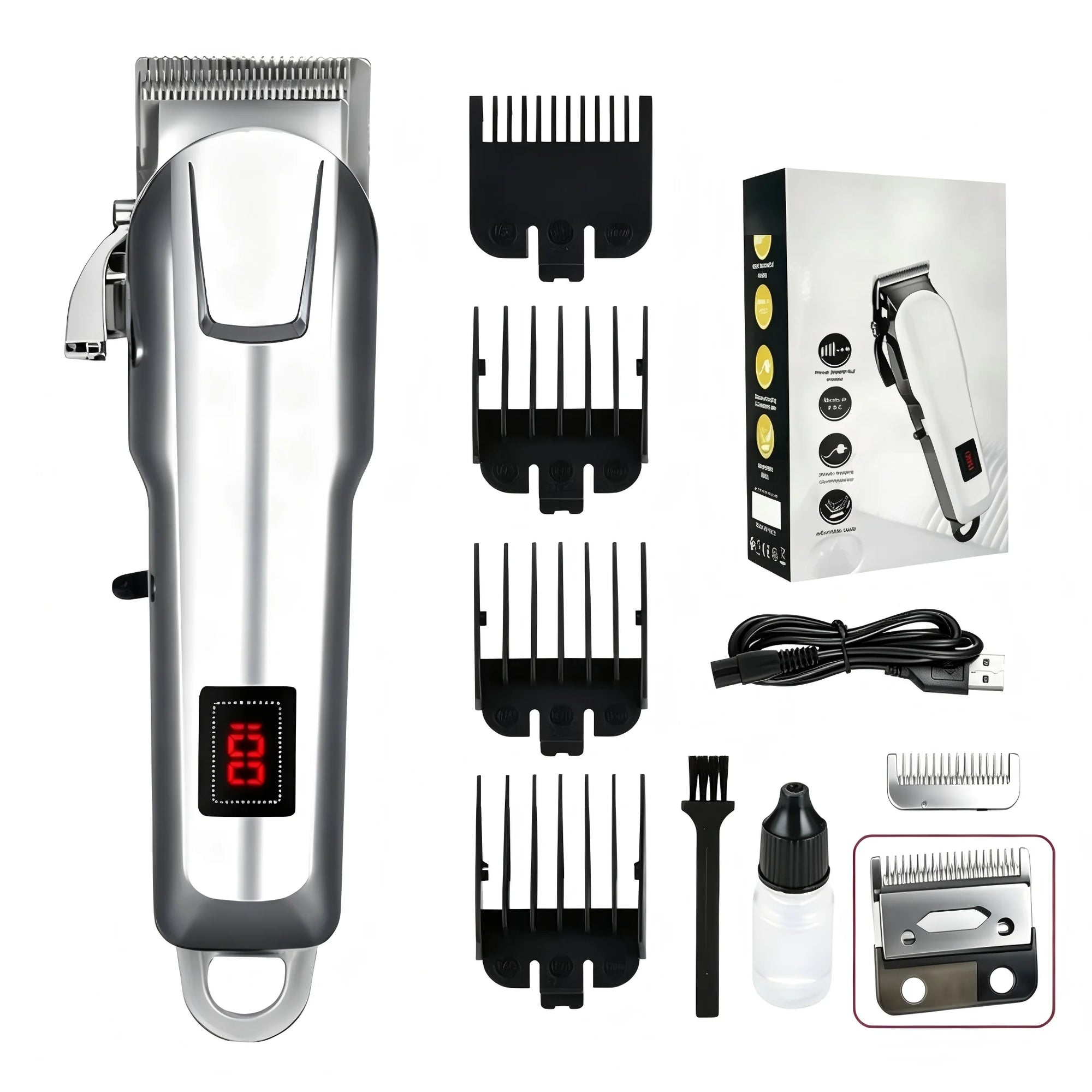 rechargeable low noise pet grooming clipper with LCD display for dogs and cats